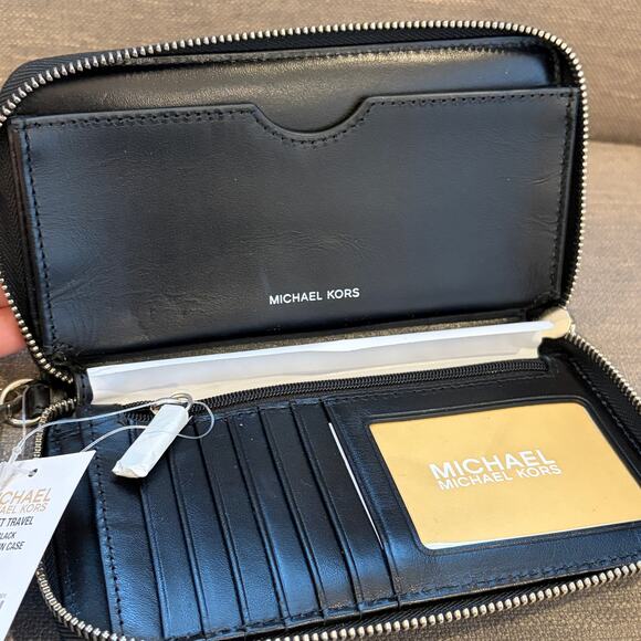 Michael Kors Jet Set Travel Large Flat Zip MF Phone Case Wristlet Wallet NEW - Picture 5 of 6